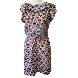 NEW Anthropologie Silk Dress Cocktail Sleeves Geometric Multi Greylin